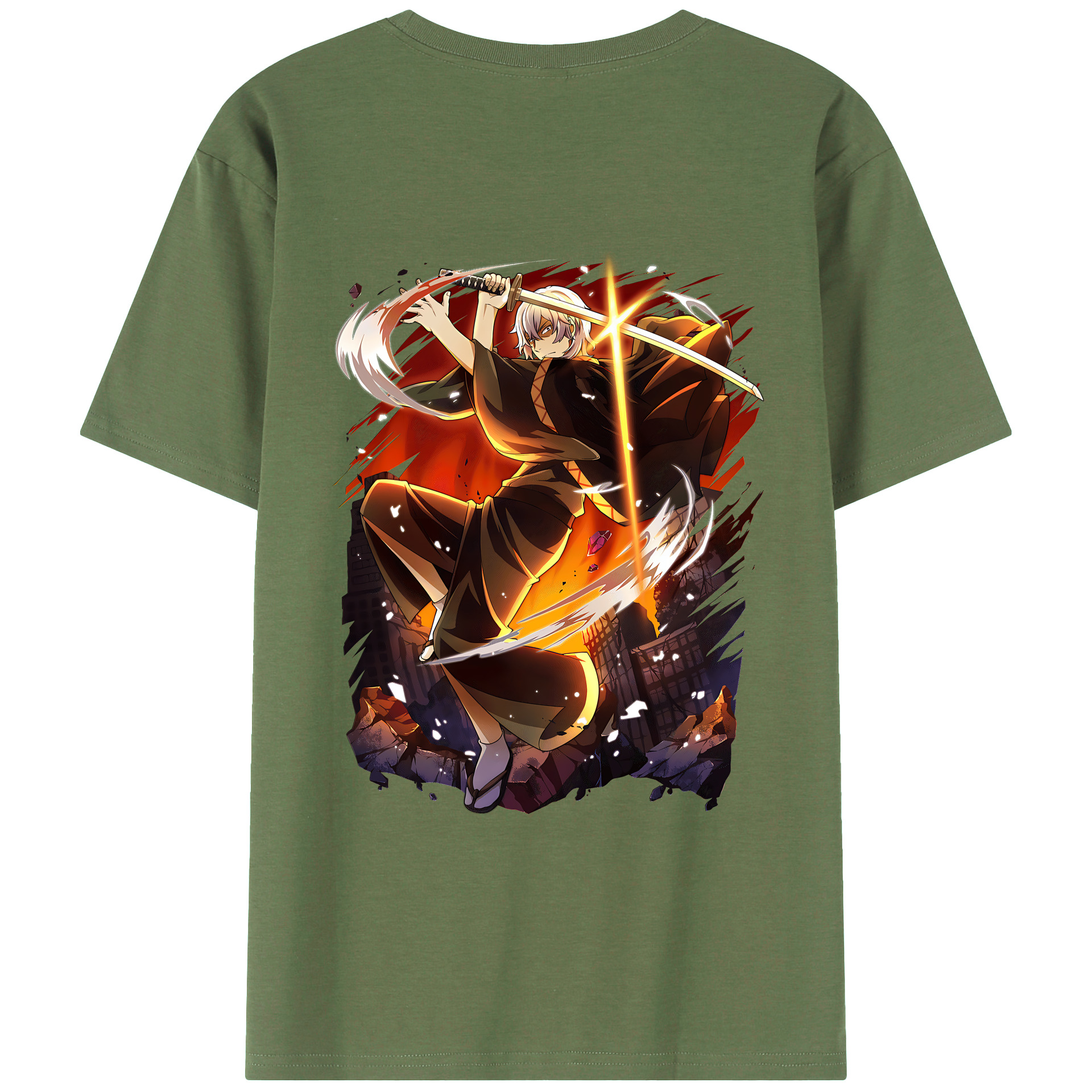 （画像用） 文豪ストレイドッグス Bungo Stray Dogs 綿100％ メンズ半袖Tシャツ（バックプリント） 通気性